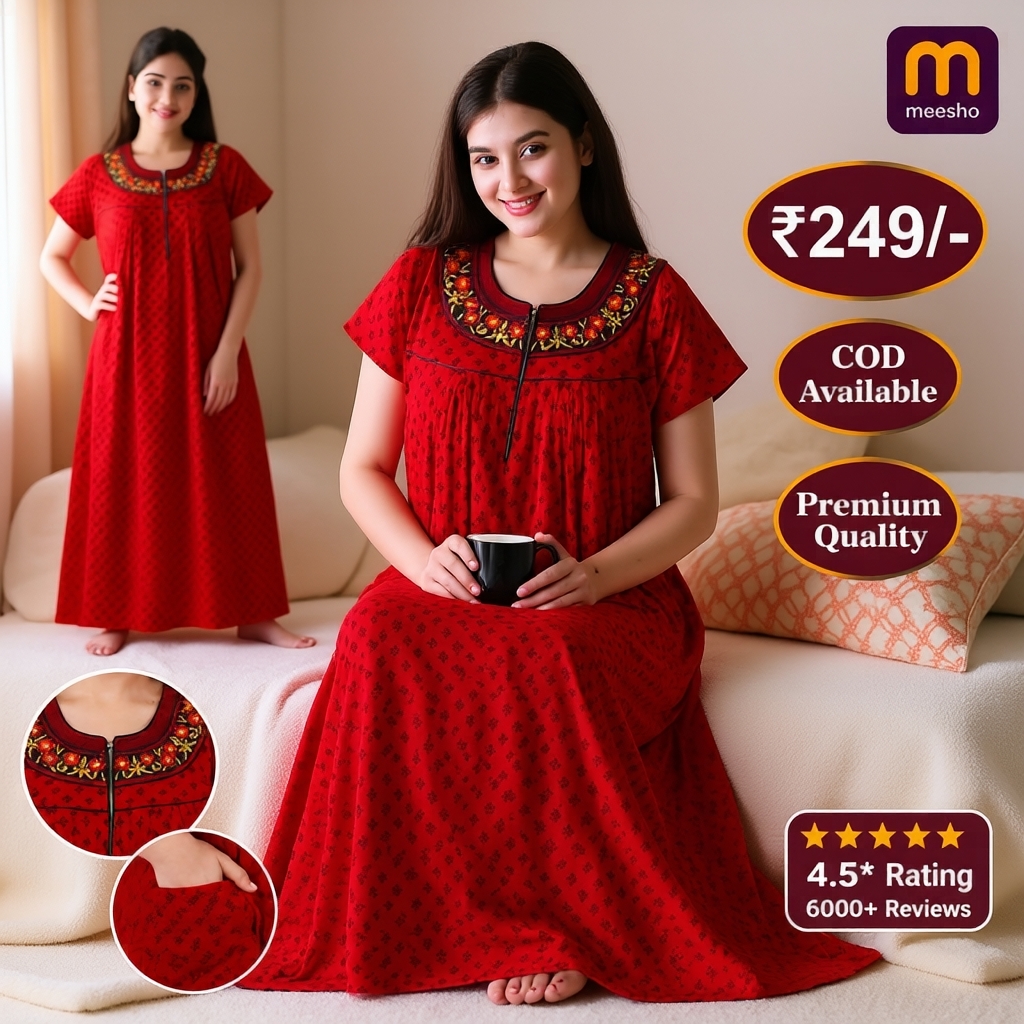 Rare Looking Facebook ad: Premium Cotton Nighty, Just ₹249 | COD Available