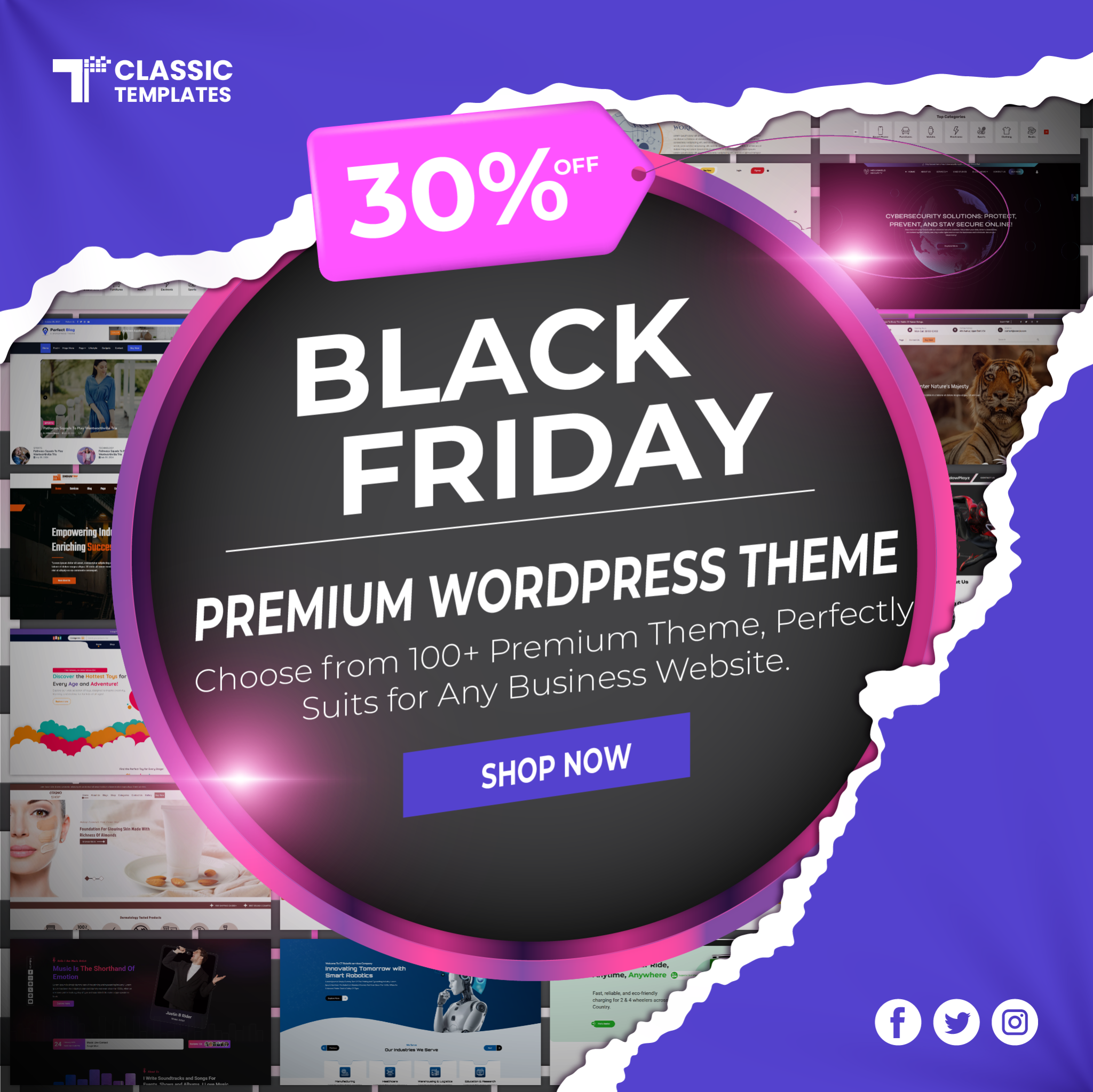 Classic Templates Facebook ad: Premium Themes Black Friday