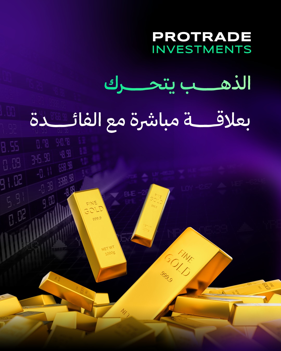 Protrade Investments LTD Facebook ad: الذهب + قرار الفائدة = حركة عالية الحساسية