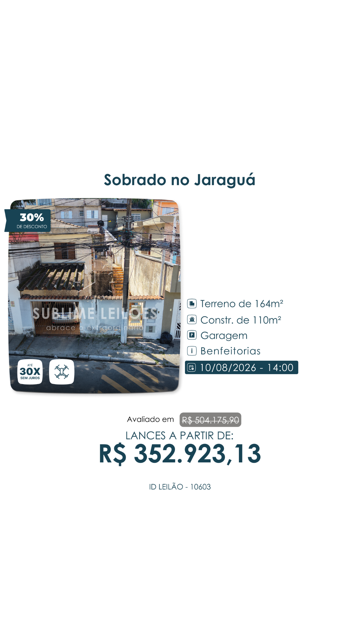 Sublime Leilões Facebook ad from Jul 20, 2026