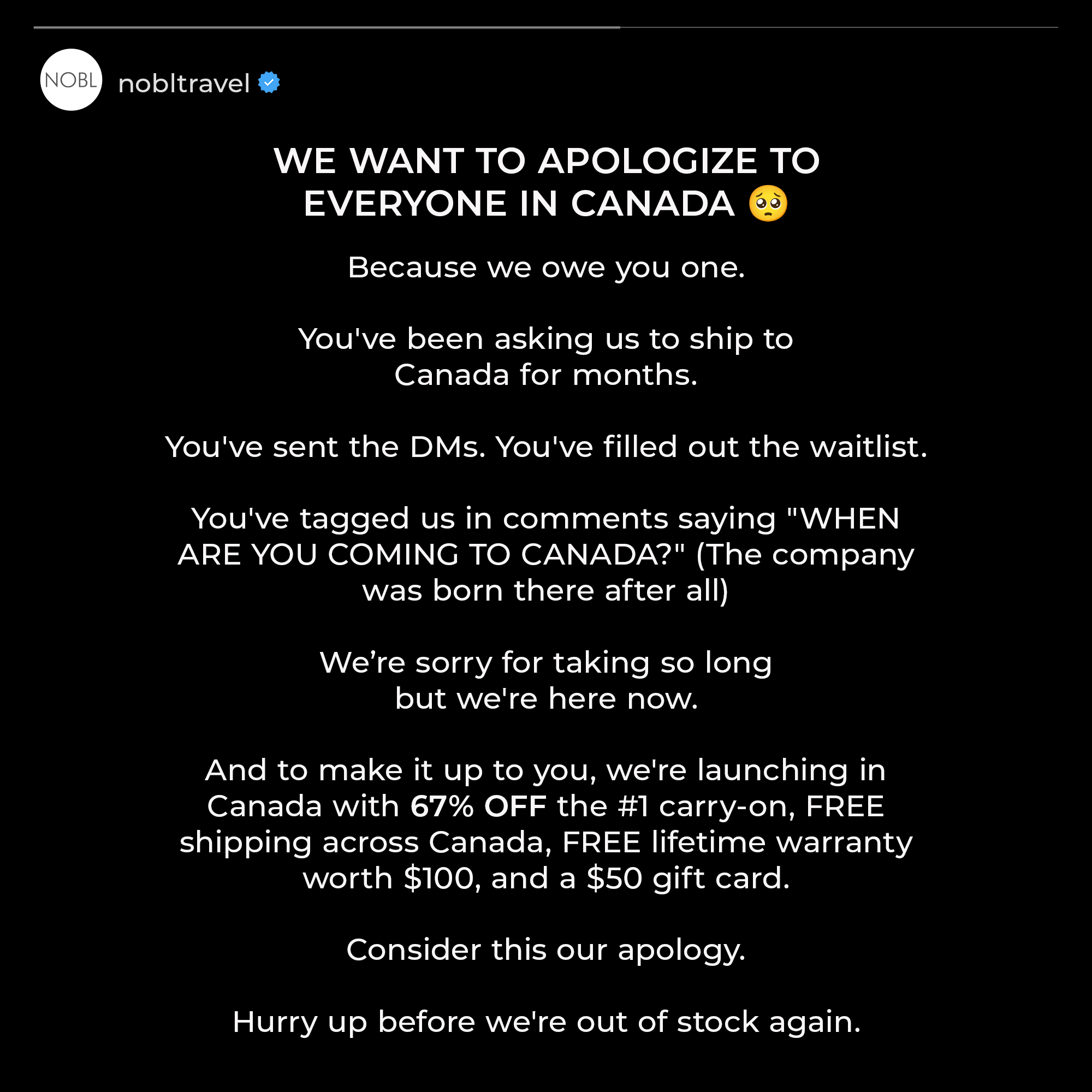 Nobl Facebook ad