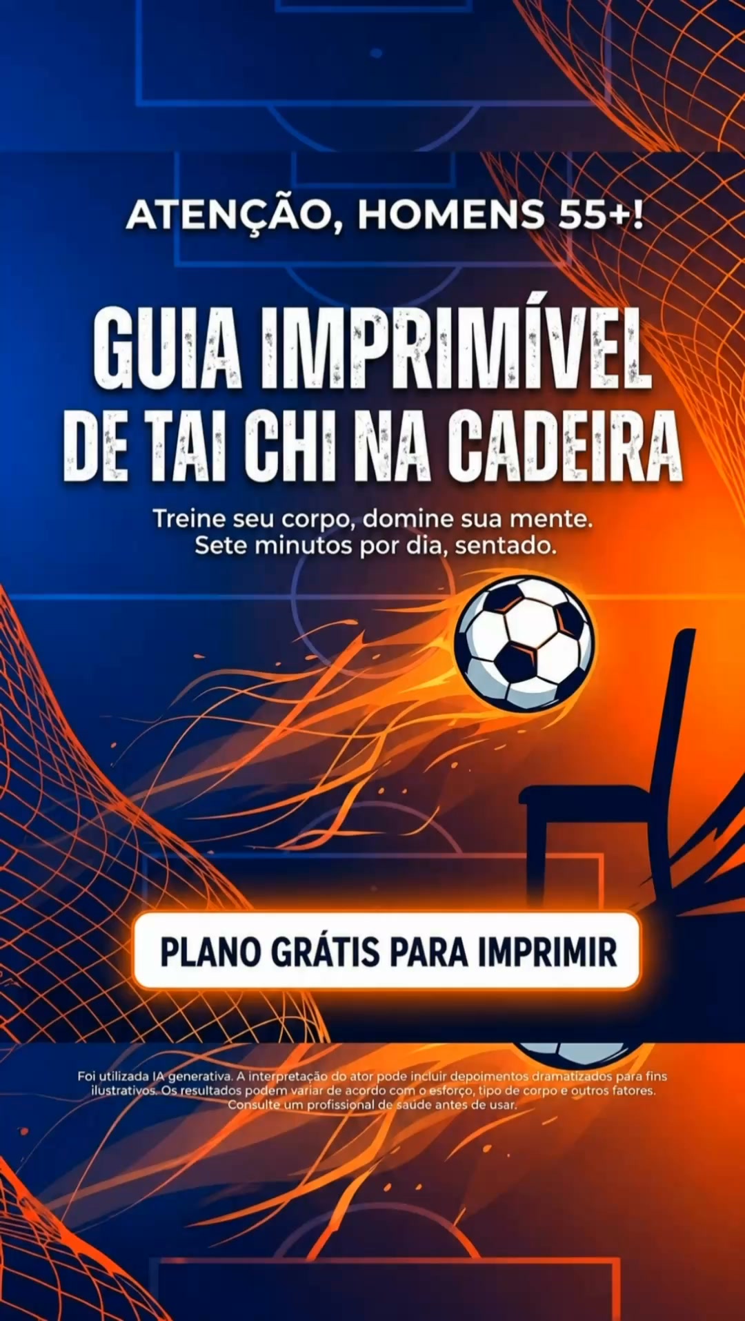 Muscle Charge Facebook ad: Chair Tai Chi para homens a partir dos 50.