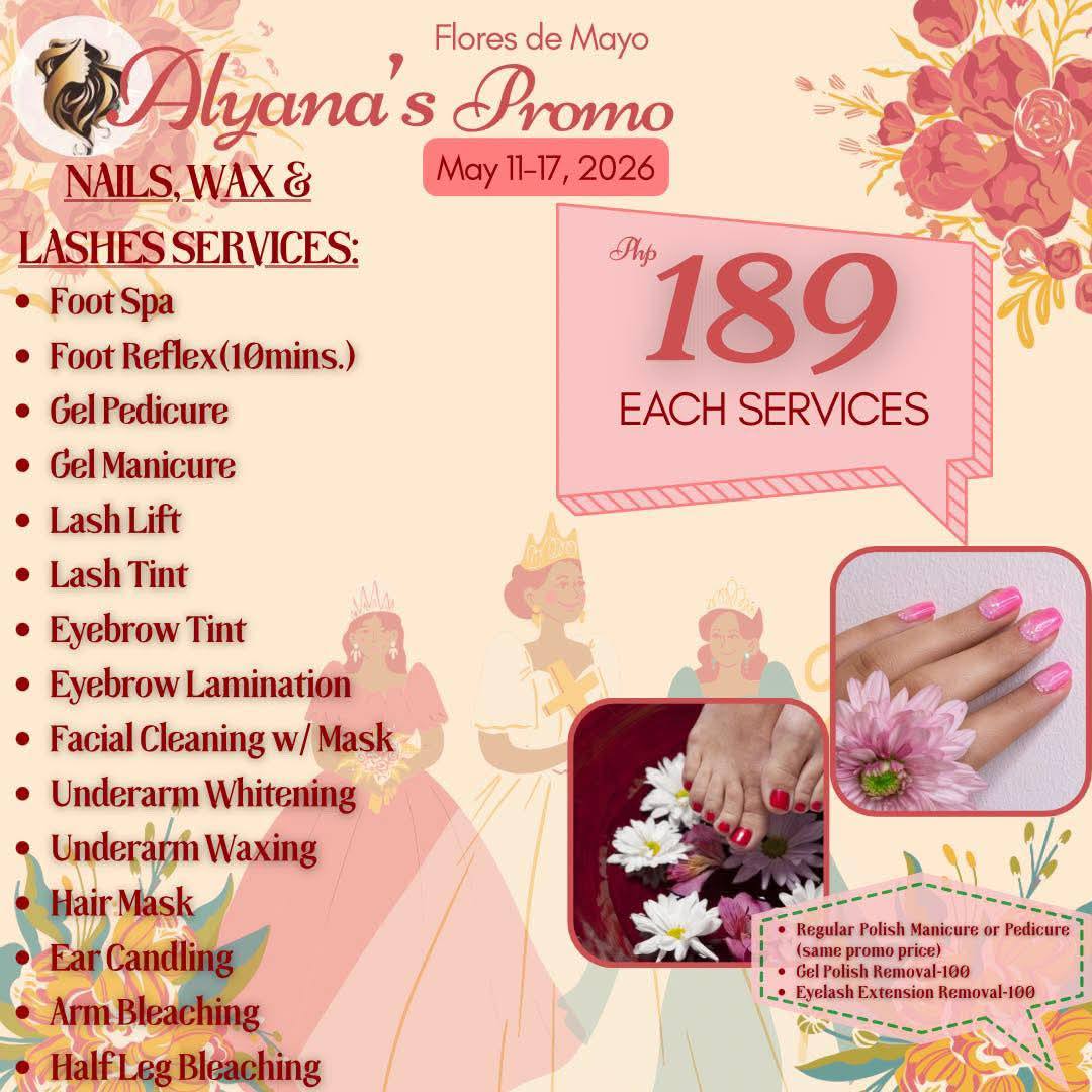 Alyana’s Shantina Bouture Salon and Spa Facebook ad: Flores de Mayo PROMO ALERT!