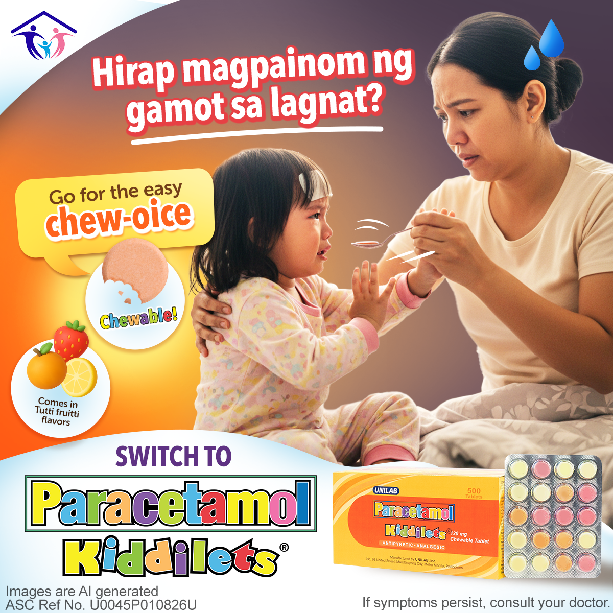 United Home Products Facebook ad: Paracetamol (Kiddilets)