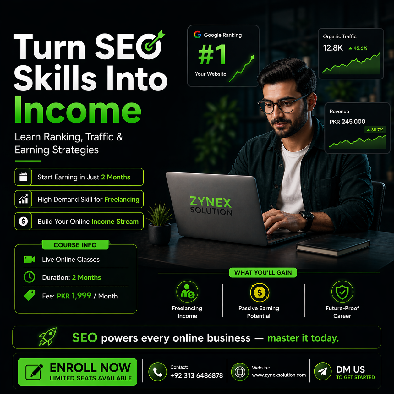 Zynex Solutions Facebook ad: Free Master Class: Master SEO & Start Earning!