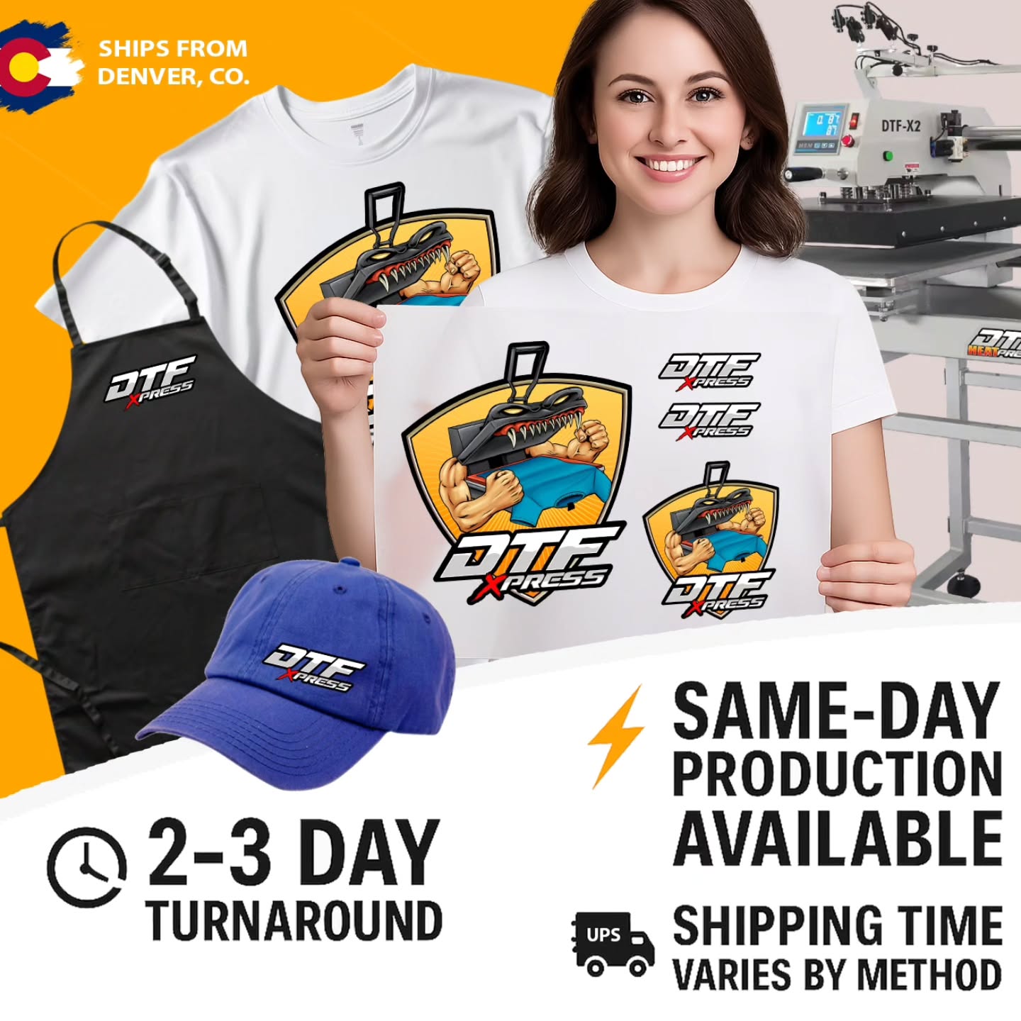 dtfxpress Facebook ad: Custom DTF Transfers in Colorado | DTFXPRESS dtfxpress