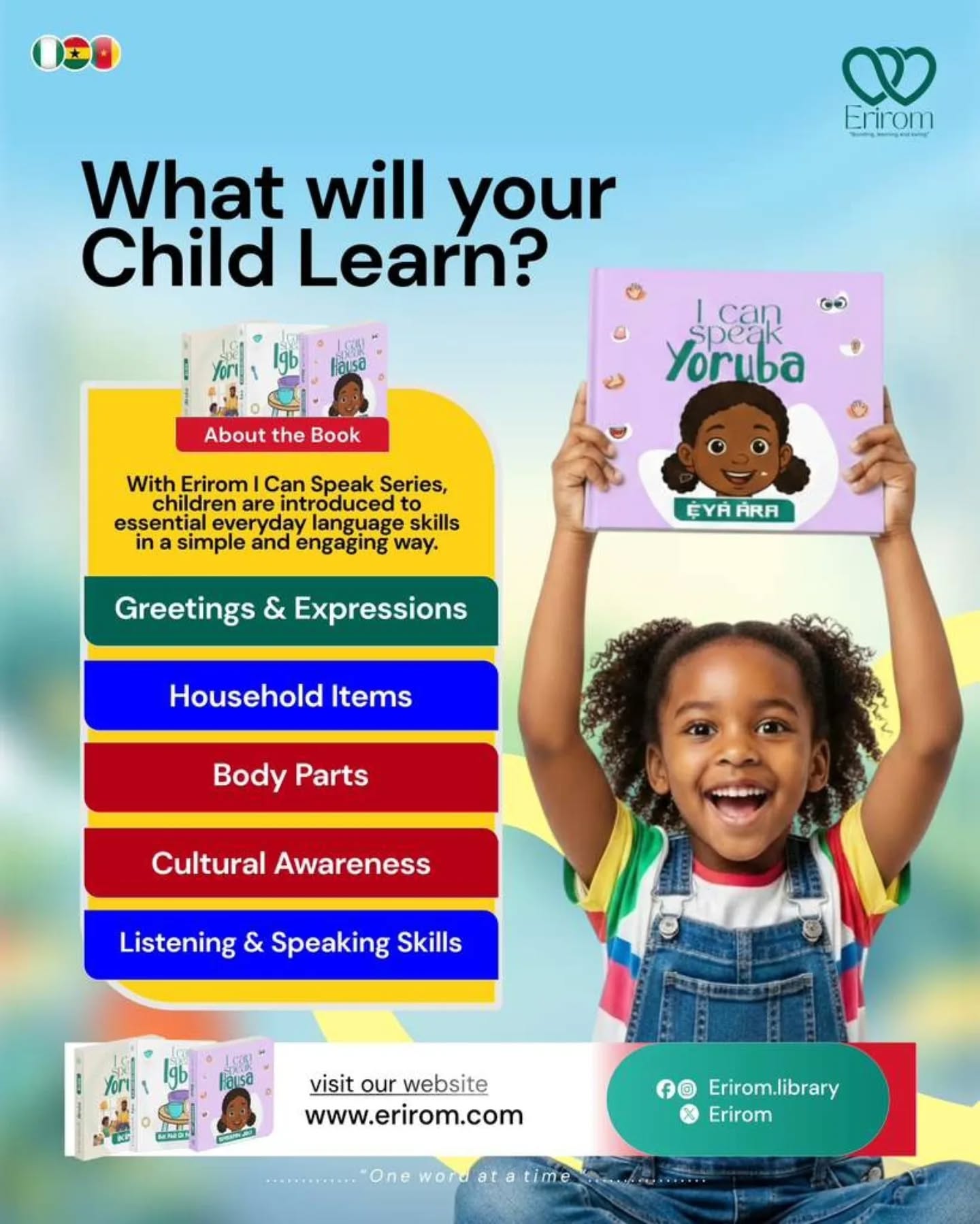 erirom.library Facebook ad: A child who knows their language carries confidence…