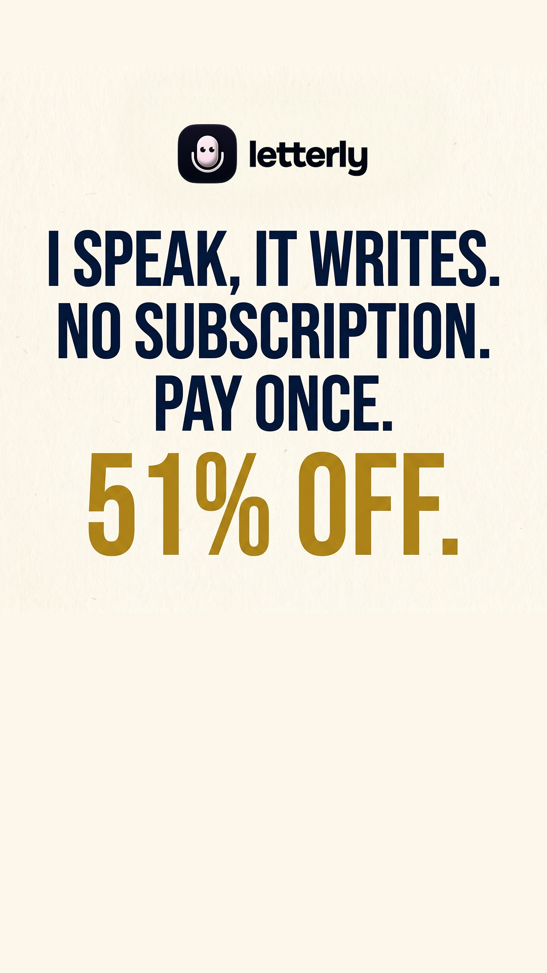 Letterly Facebook ad: Turn thoughts into well-written text