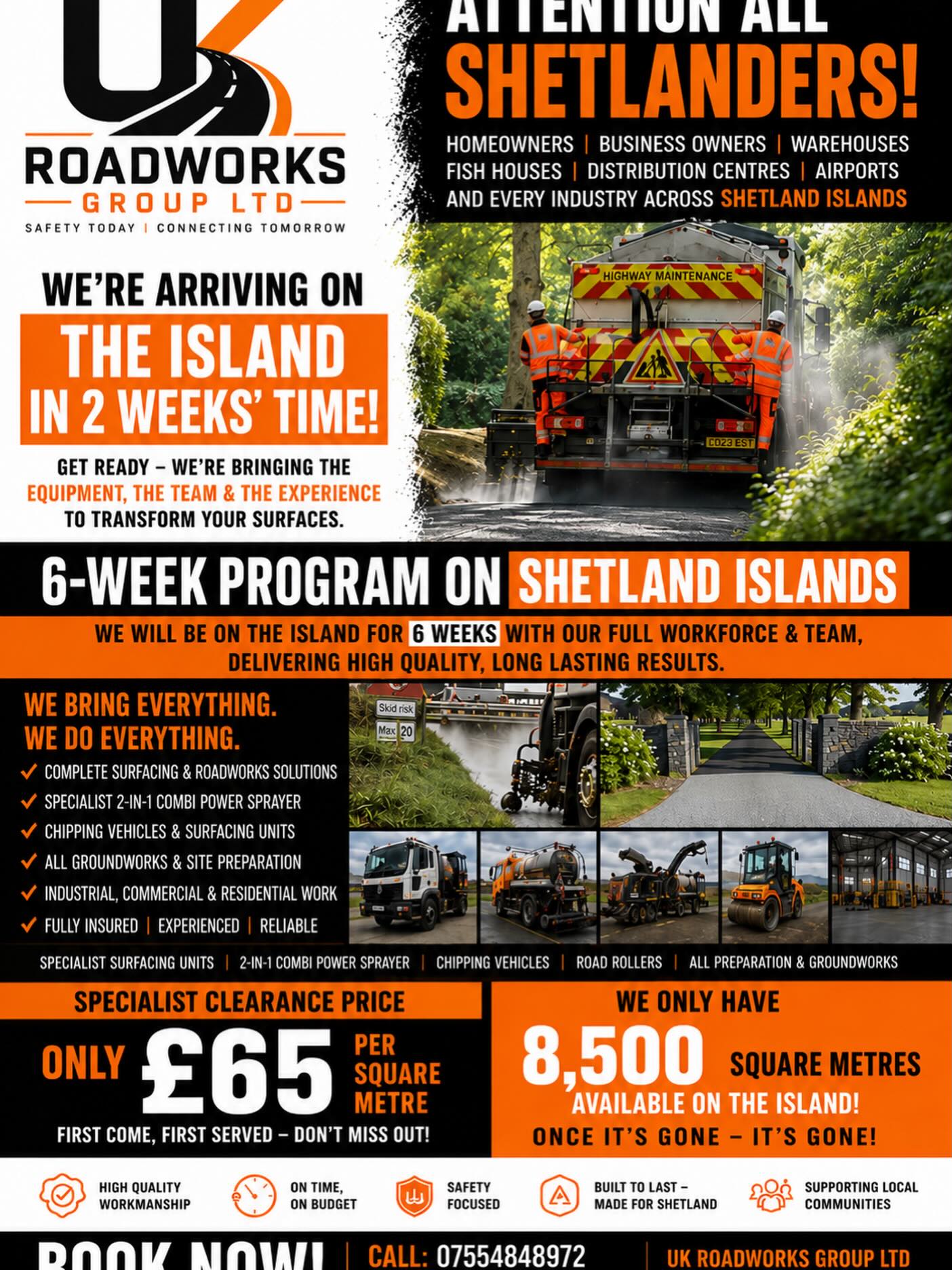 UK Roadworks Group Ltd Facebook ad: SHETLAND, WE’RE COMING!