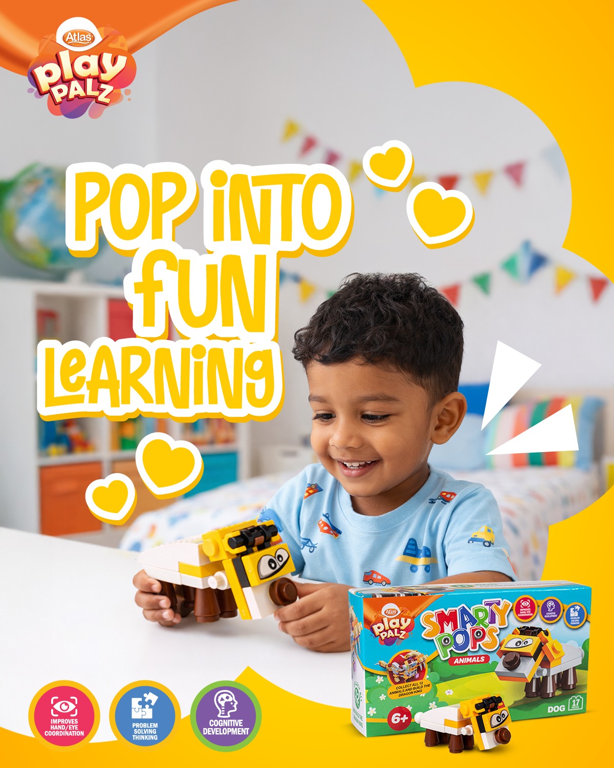 Atlas PlayPalz Facebook ad: Play that keeps curious minds engaged!
