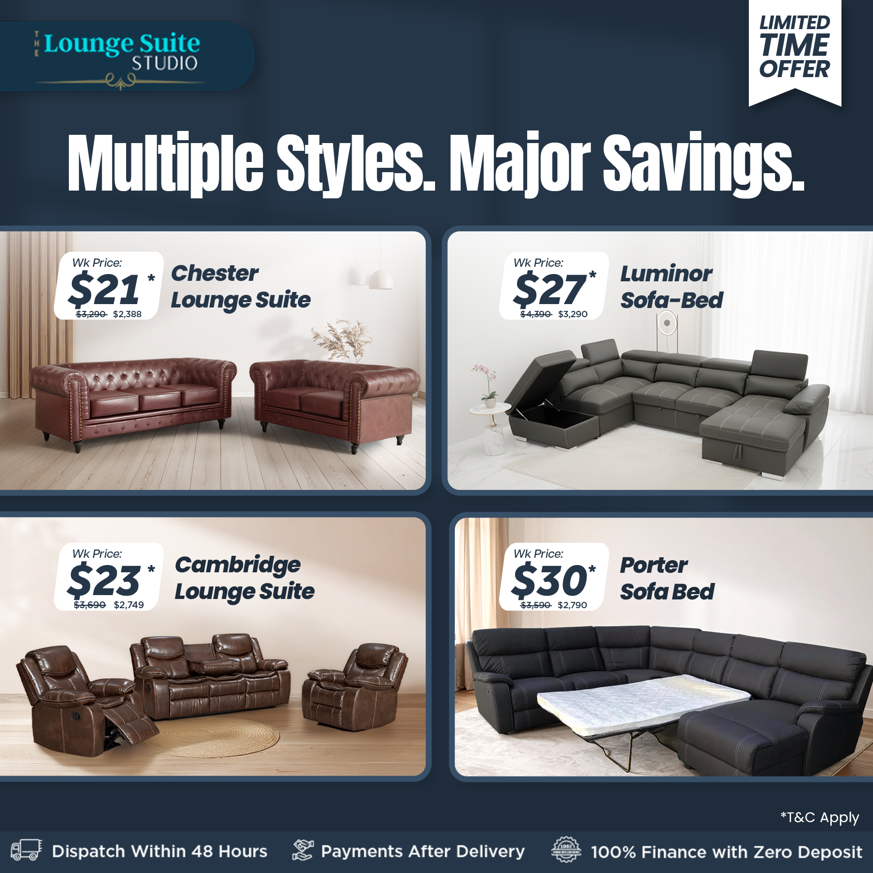 The Lounge Suite Studio Facebook ad: Super Saver Sale | Upto 60% Off | Buy Now