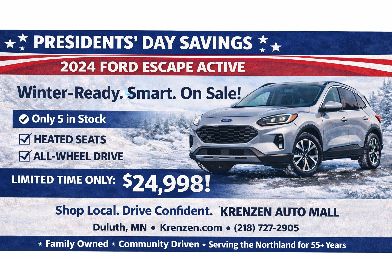 Krenzen Auto Facebook ad: Winter-Ready SUV Deal