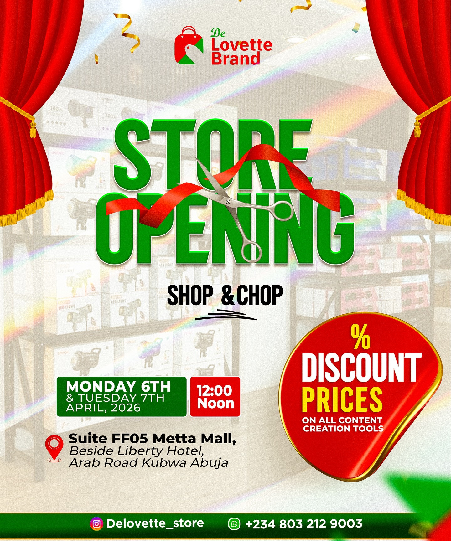 Delovettebrand Facebook ad: STORE OPENING / DISCOUNT SALES - MONDAY 6TH…