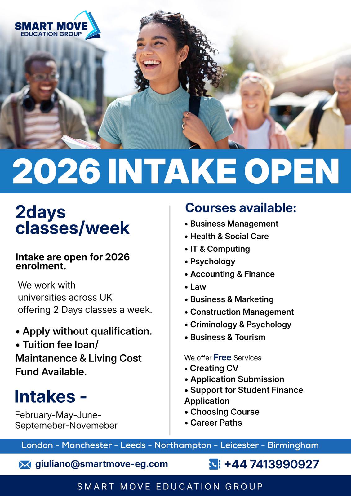 Giuliano Education UK Facebook ad: 2026 INTAKE NOW OPEN