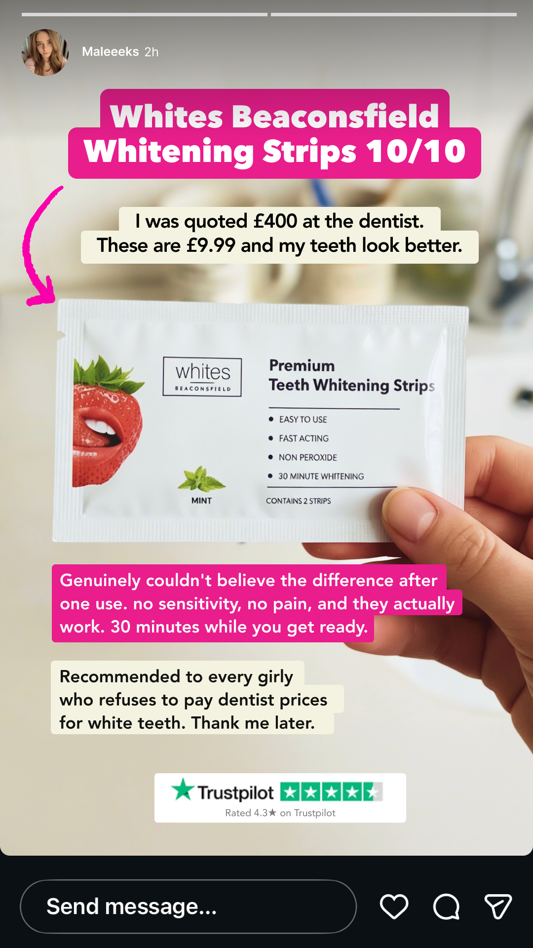 Whites Beaconsfield Facebook ad: Affordable Teeth Whitening