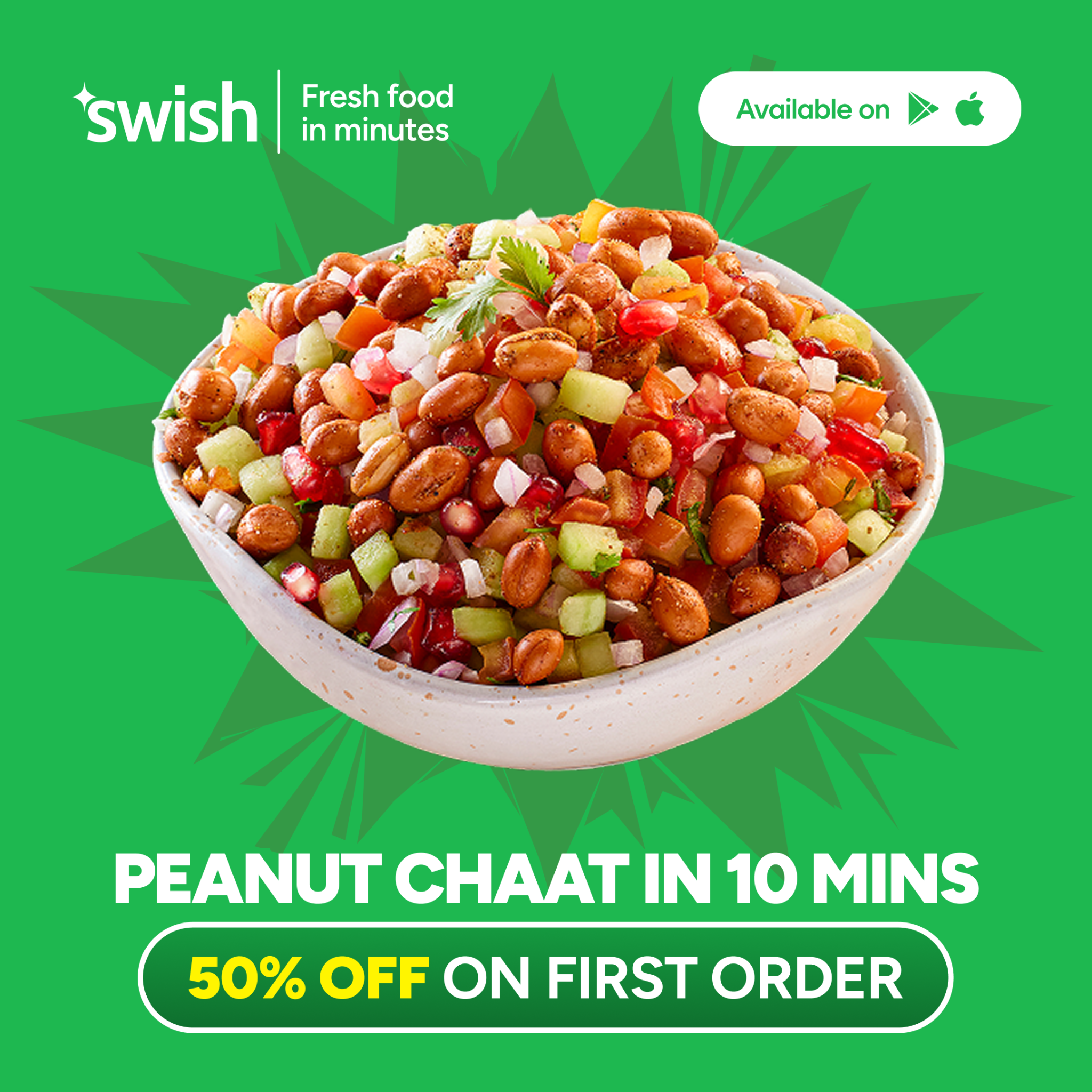 Swish Now Facebook ad: Food for every mood in 10 minutes