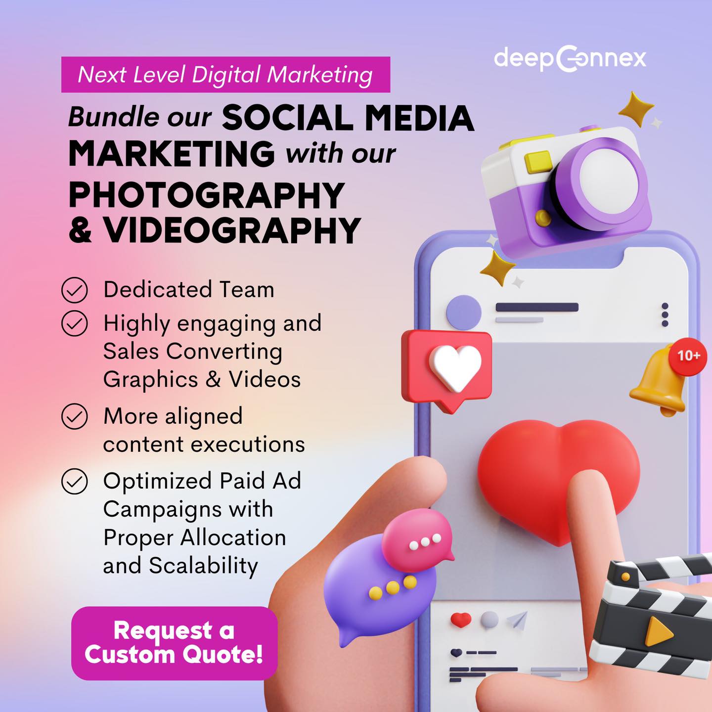 Deepconnex Facebook ad: Next Level Digital Marketing with deepconnex