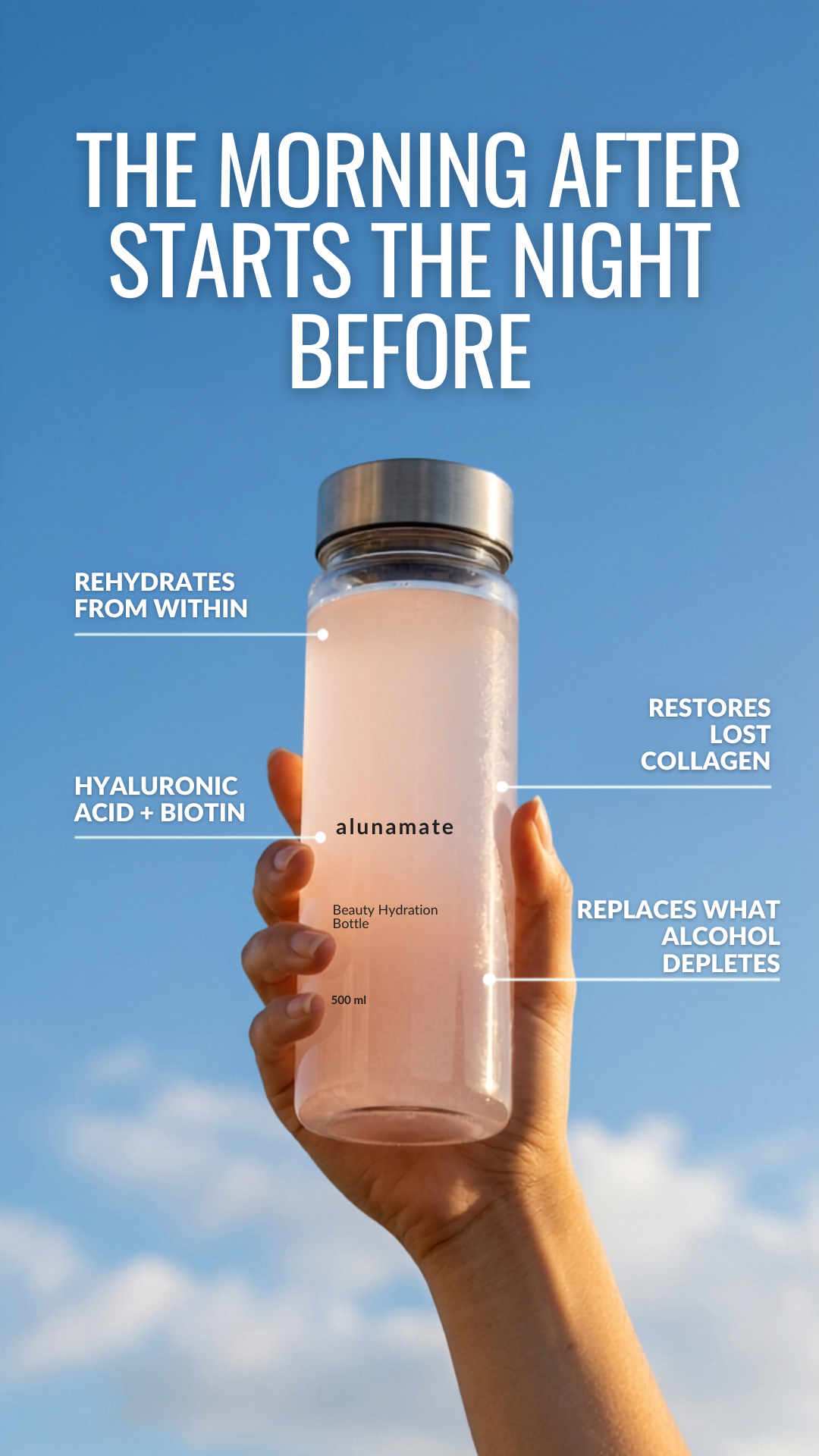 Alunamate Facebook ad: Hydrate Skin from Within