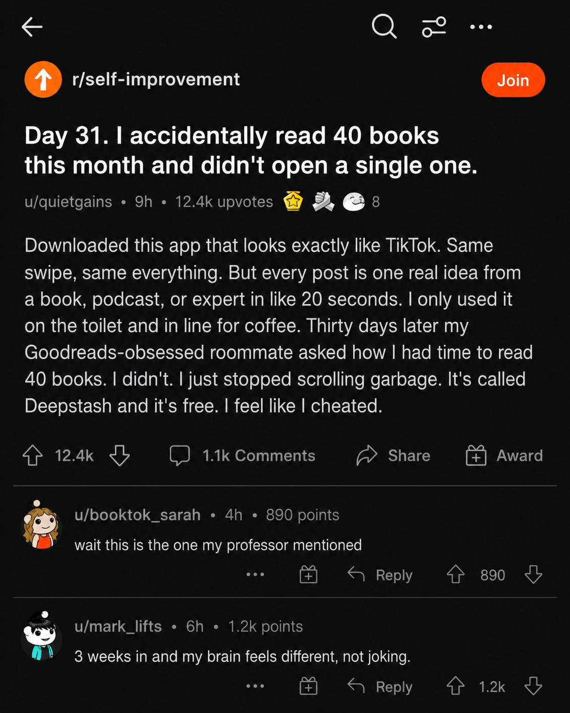 Deepstash Facebook ad