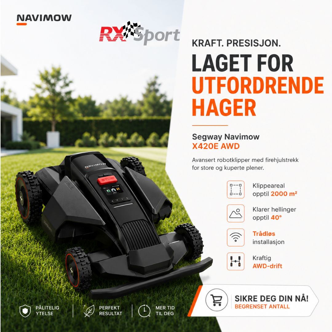 Rxsport motor & eiendom As Facebook ad: Sikre deg Navimow X420E