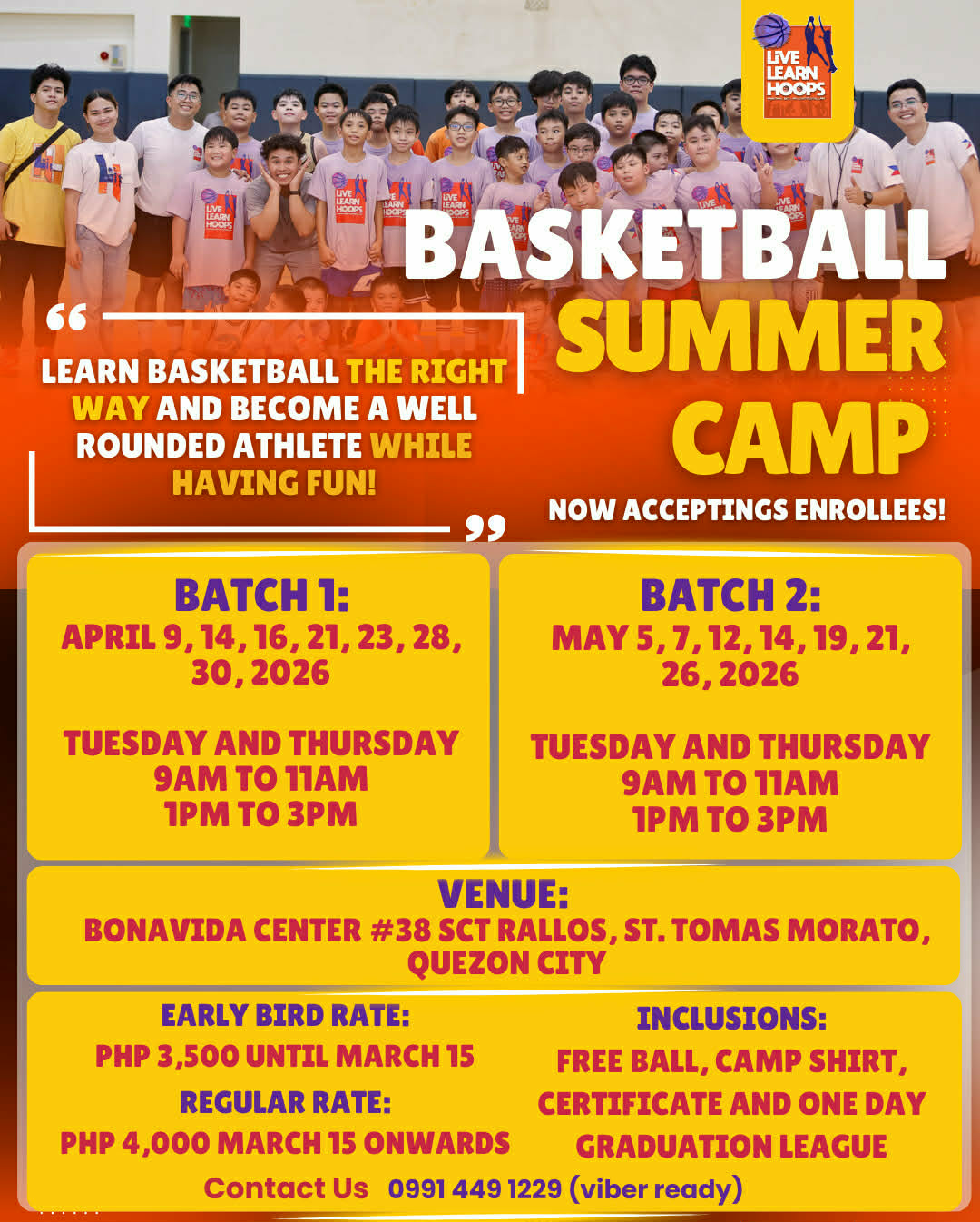 LLH Youth & Adult Basketball Camp PH Facebook ad: RESERVE YOUR SLOT NOW!
