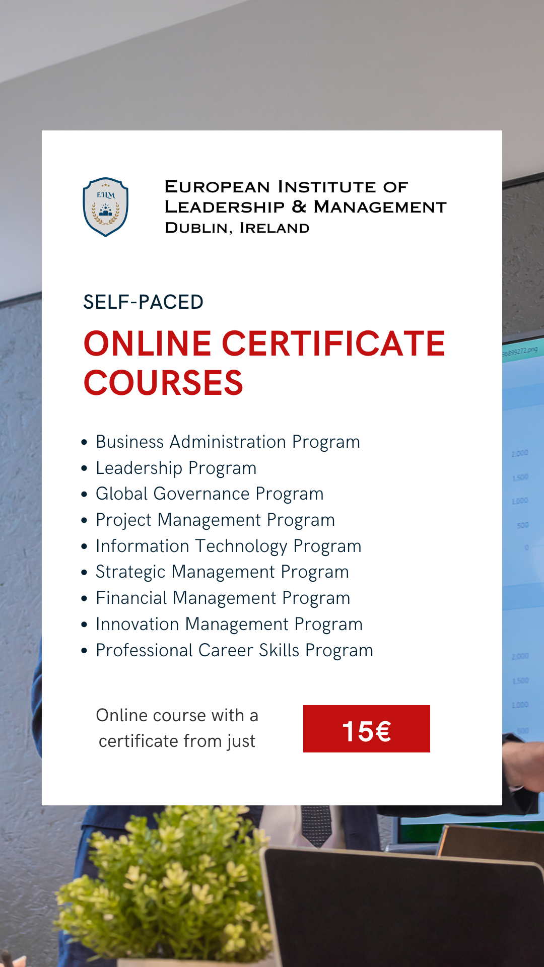 European Institute of Leadership & Management Facebook ad