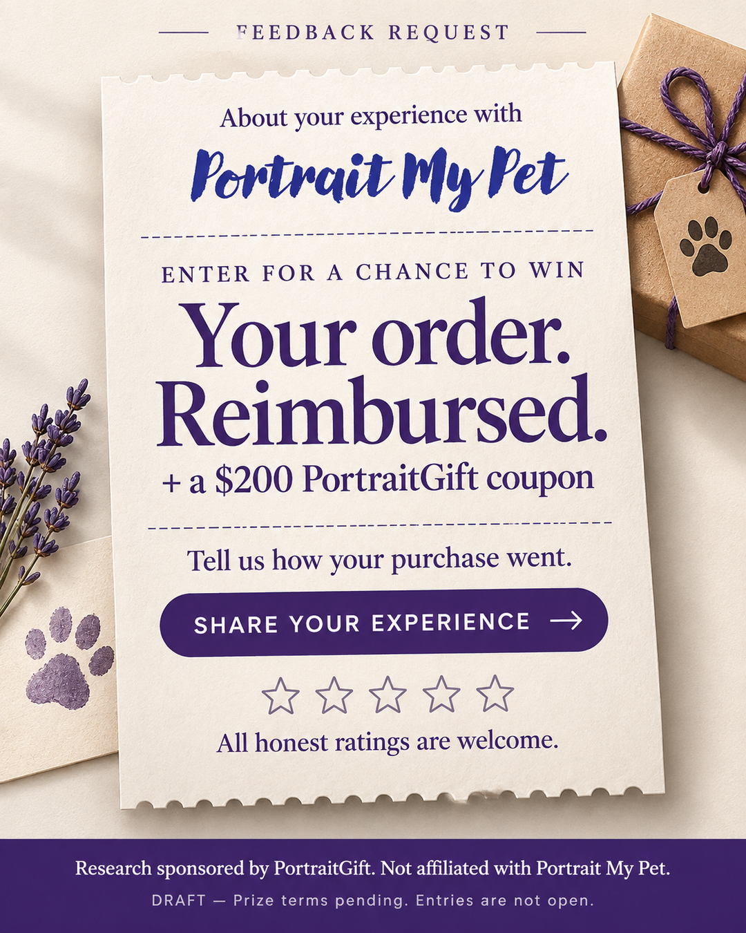 PortraitGift.Com Facebook ad: Your order could be reimbursed