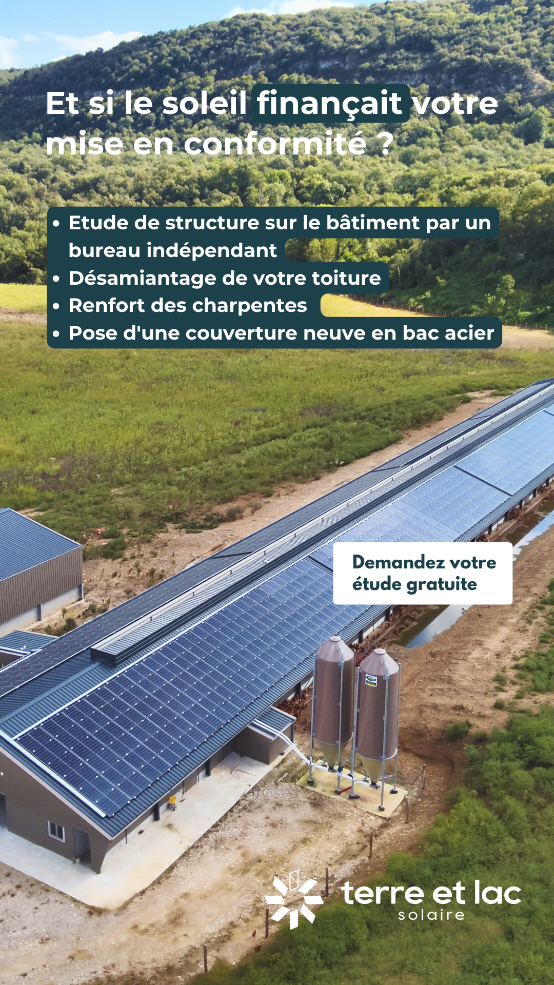 Terre et Lac Solaire Facebook ad: Étude gratuite de votre projet