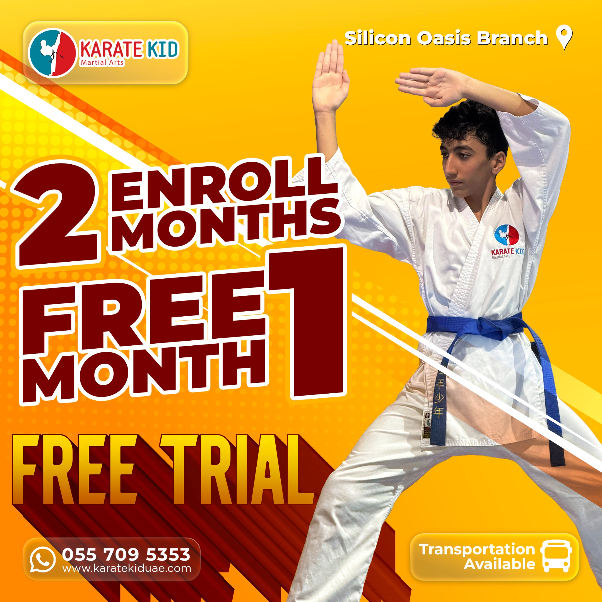 Karate Kid Martial Arts Facebook ad: Free Karate Trial Class