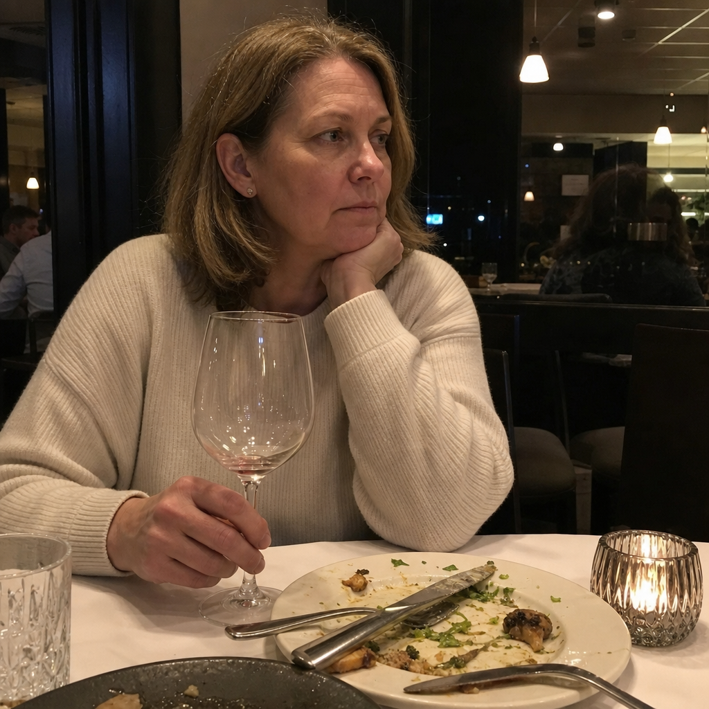 Michelle Foster Facebook ad: A stranger at dinner tilted her head and asked me one…
