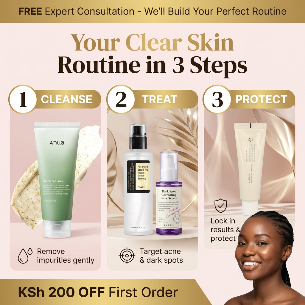 Simpli Cosmetics Kenya Facebook ad: Stop Guessing Your Skincare Start simple. Choose what fits…