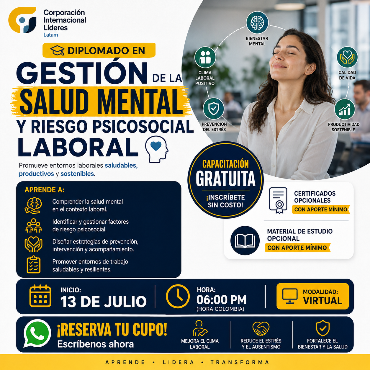 Corporación Internacional Líderes Latinoamérica ONG Facebook ad: DIPLOMADO EN SALUD MENTAL_VNZLA Y RIESGO PSICOSOCIAL LABORAL