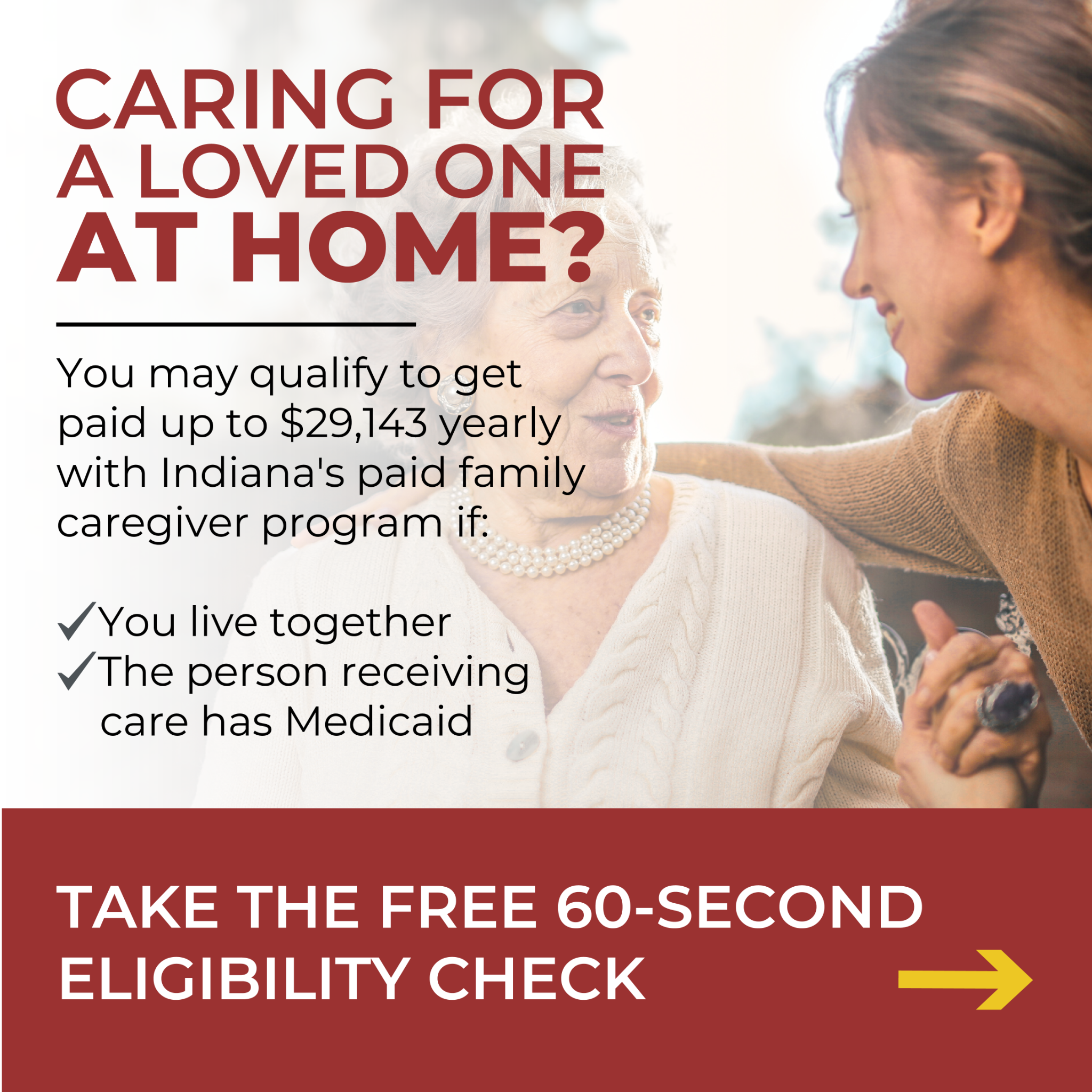 FAM-AID Facebook ad: Caring for a Loved One in Indiana?