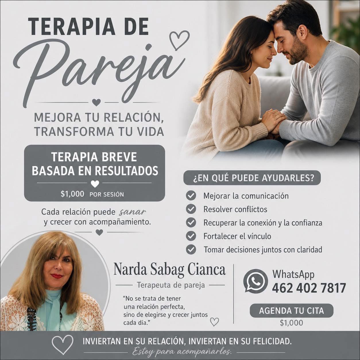 Narda Sabag Cianca Terapeuta Facebook ad: La calidad de tu relación impacta directamente en…