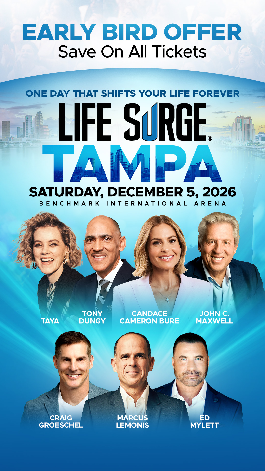 LIFE SURGE Facebook ad: Get Your Early Bird Tickets Today