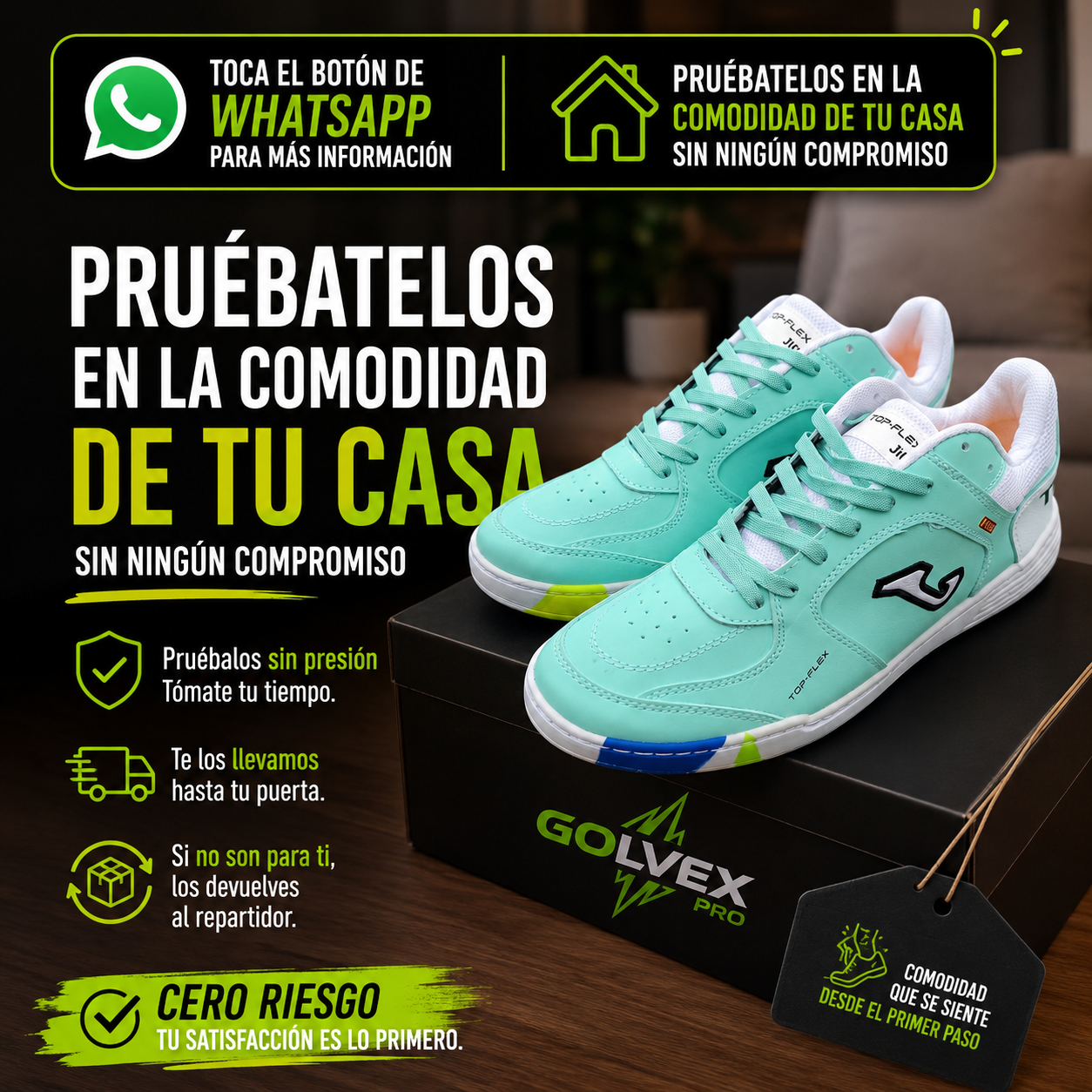 Golvex Pro Facebook ad: toca el botón de WhatsApp