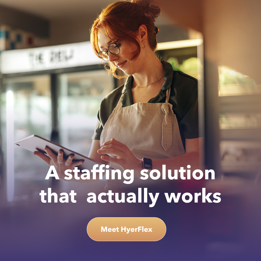Hyer Job Search App Facebook ad: Eliminate Scheduling Gaps