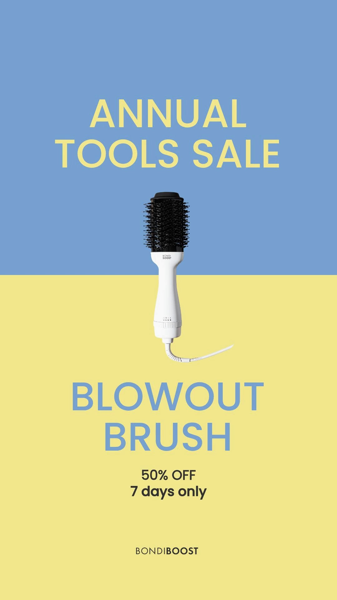 BondiBoost Facebook ad: Blowout Brush 50% off