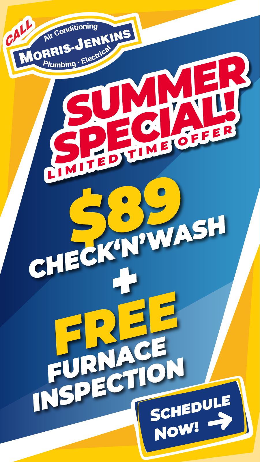 Morris-Jenkins Facebook ad: When you book your AC maintenance, you'll get your heat…