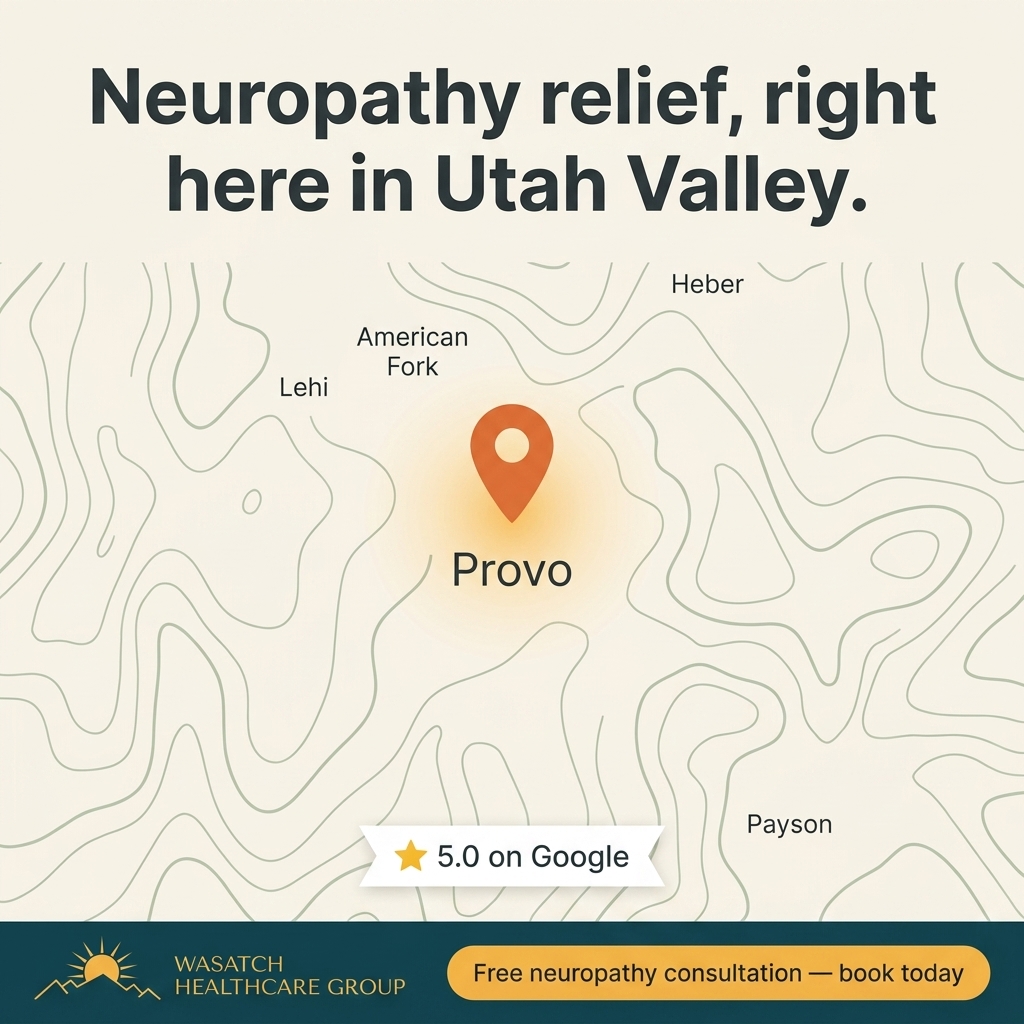 Wasatch Healthcare Group Facebook ad: Burning Feet? You Have Options.