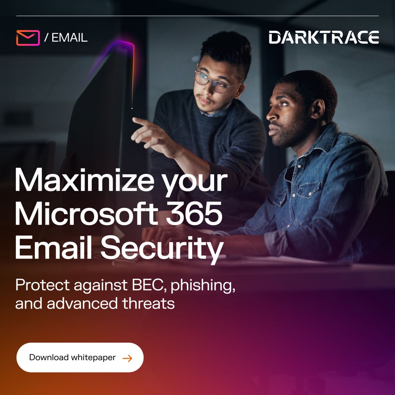 Darktrace Facebook ad: Get the M365 Email Security Guide.