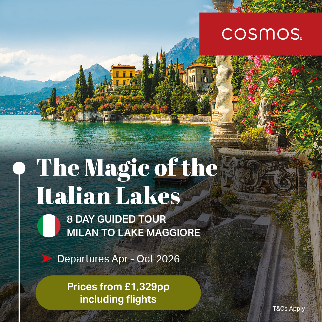 Cosmos Facebook ad: Flight + Tour packages from £1,199pp.