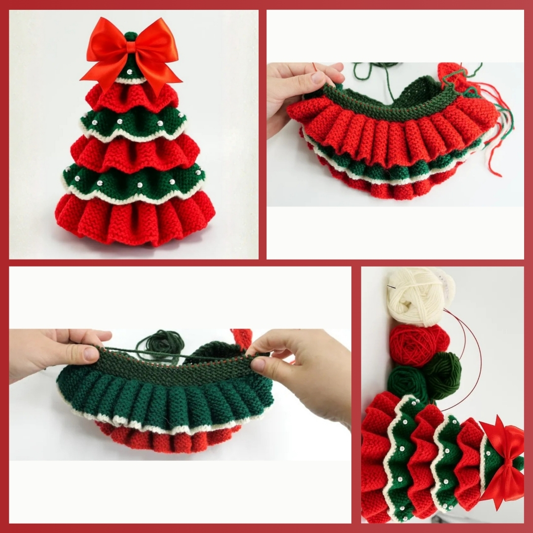 Let's Knit Facebook ad: Ruffled Christmas Tree Knitting Pattern