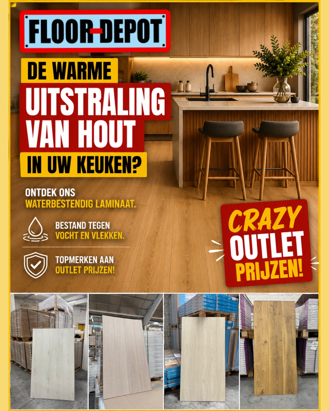 Floor-Depot Facebook ad: Waterbestendig laminaat