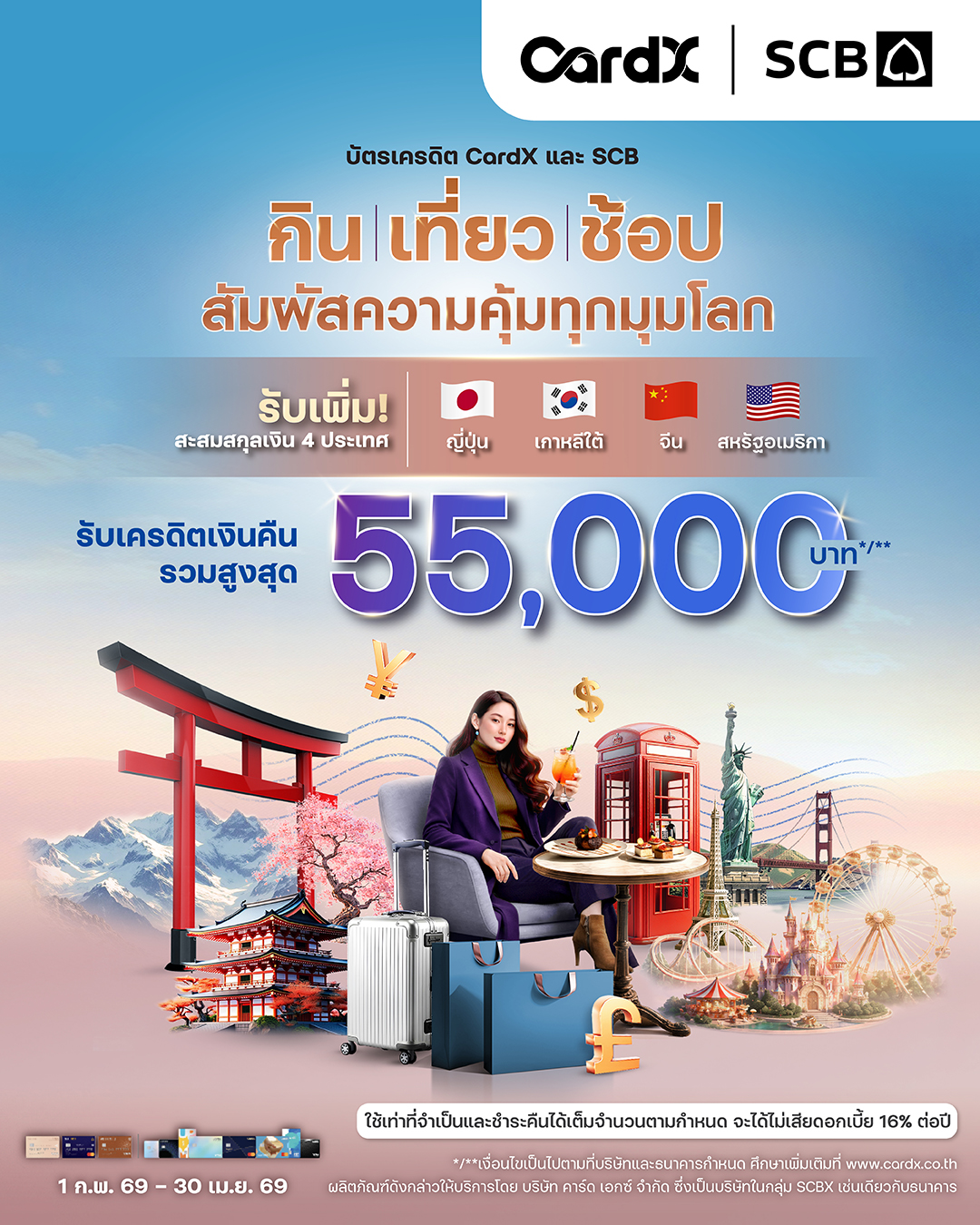 CardX Thailand Facebook ad: กิน เที่ยว ช้อป ให้คุ้มสุดทุกมุมโลก