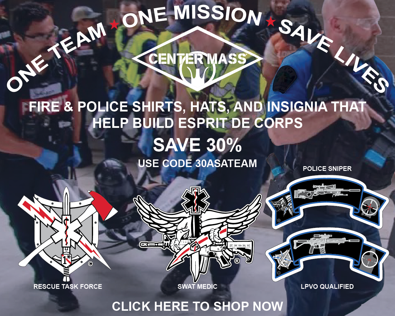 Center Mass, Inc. Facebook ad: Use code 30ASATEAM
