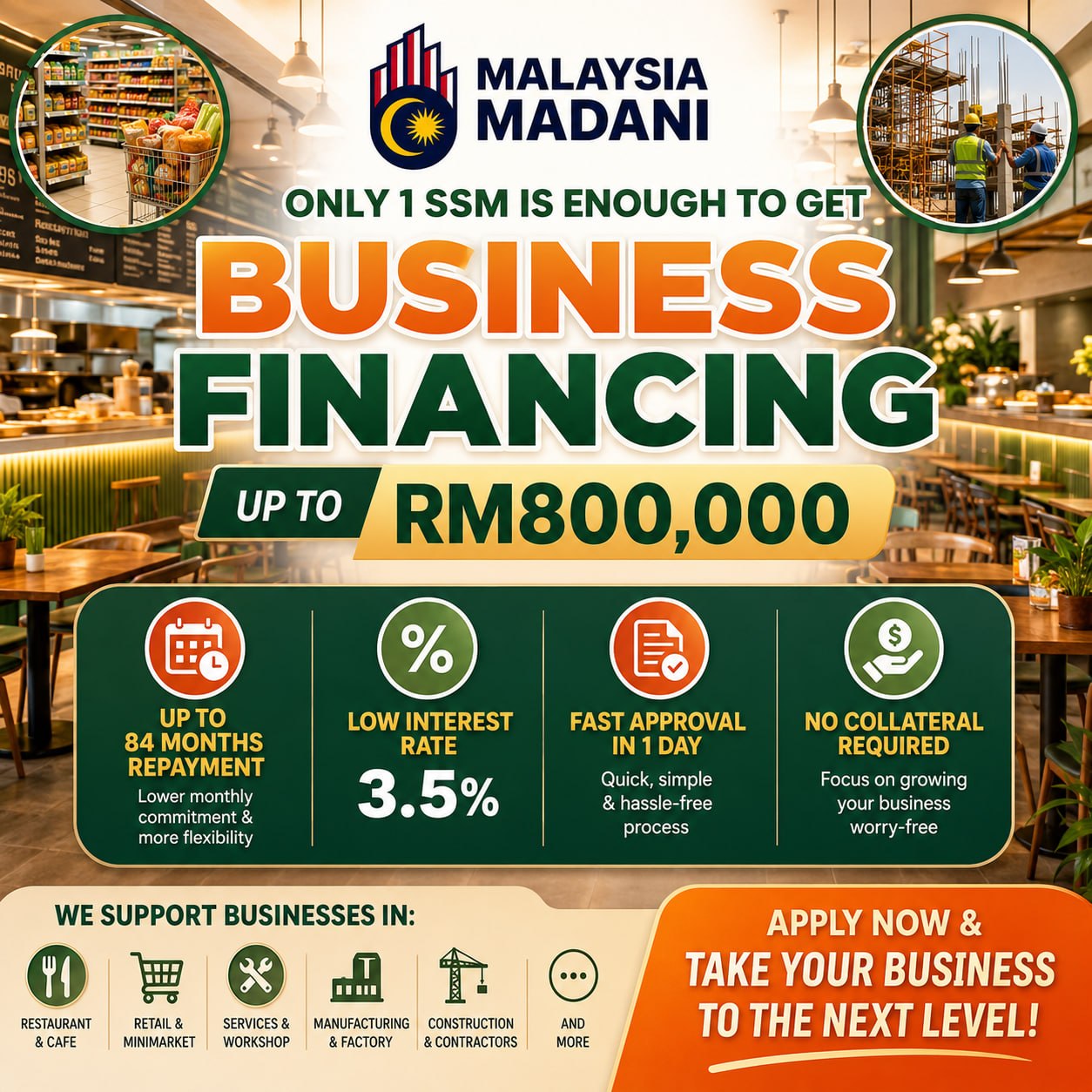 Sahabat Perniagaan Malaysia Facebook ad: Financing up to RM800,000- Flexible repayment of up to 84…