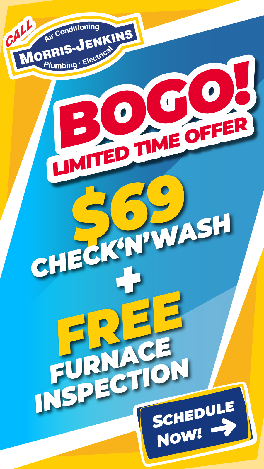 Morris-Jenkins Facebook ad: When you book your AC maintenance, you'll get your heat…