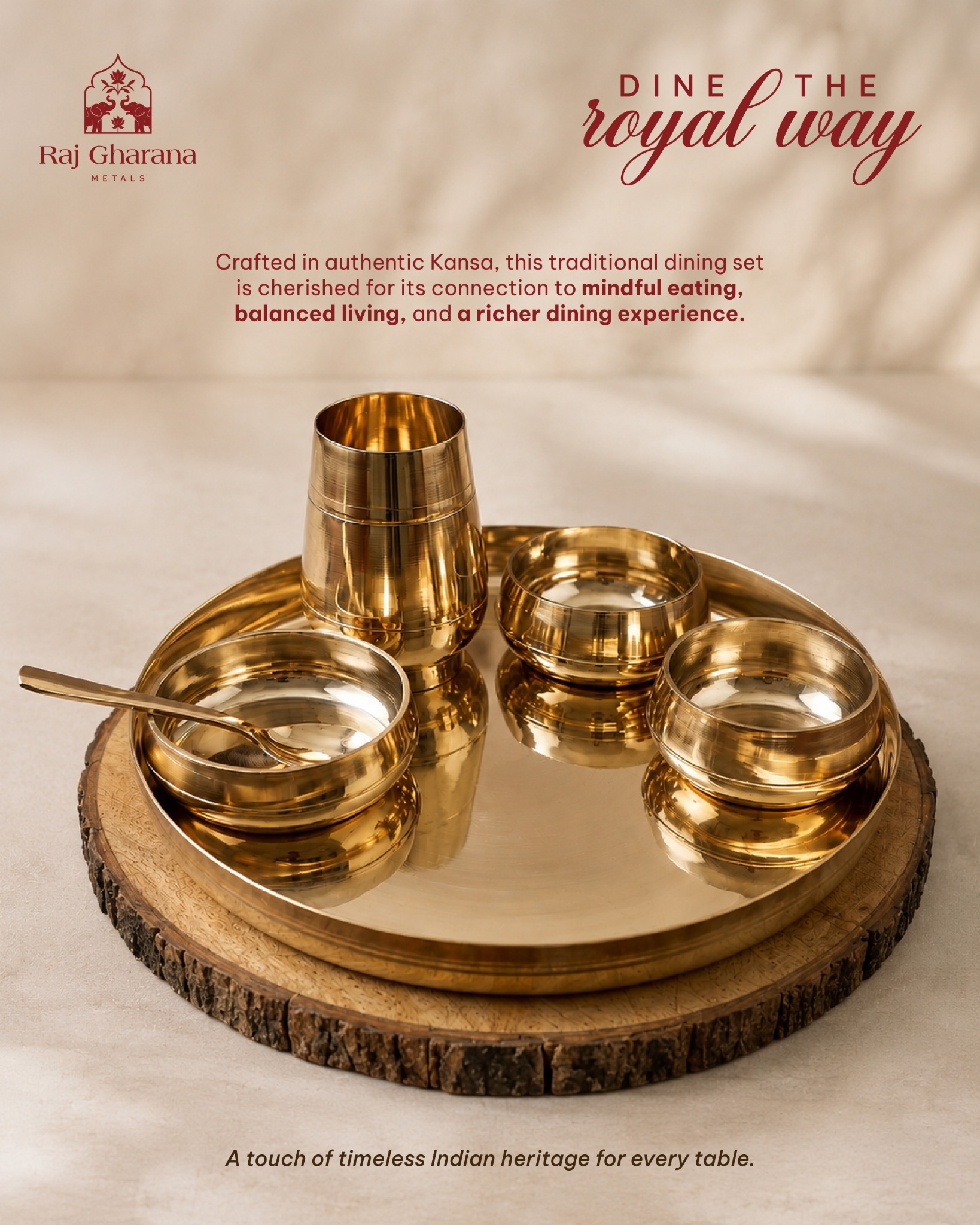 Raj Gharana Metals Facebook ad: Authentic Kansa for Daily Use