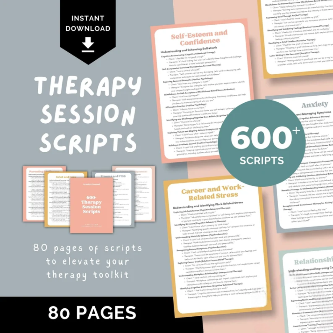 ClearPath Counseling Facebook ad: 90% Off 600+ Therapy Session Scripts